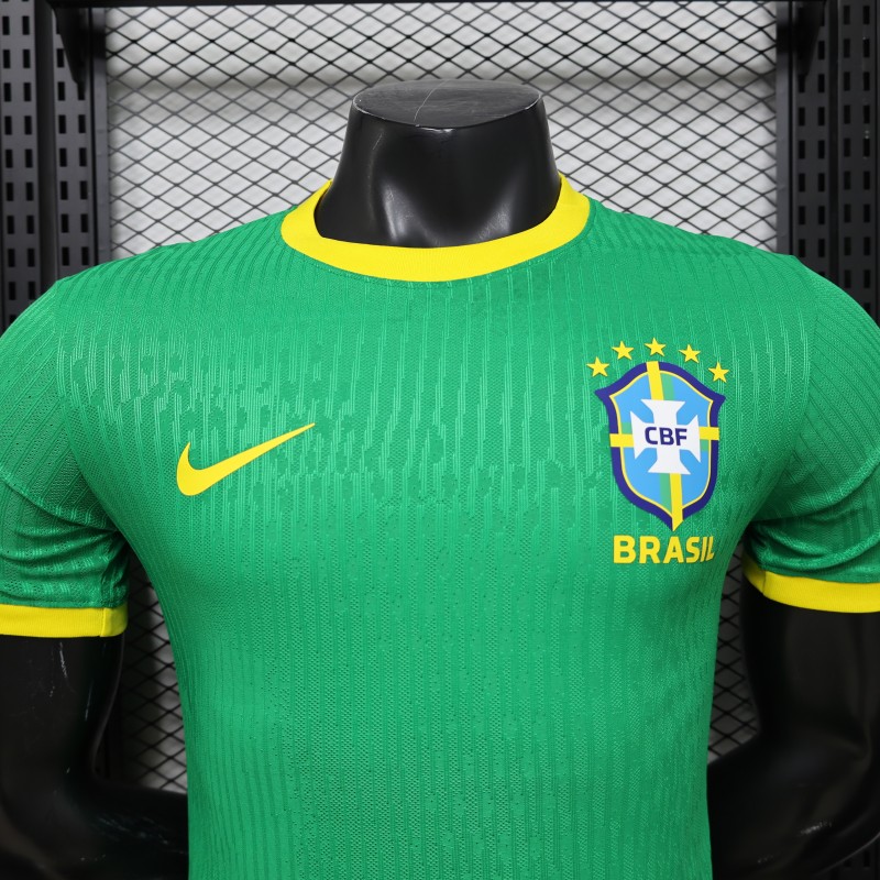 Player Version 2026 Brazil Green with Wave Texture Away Jersey