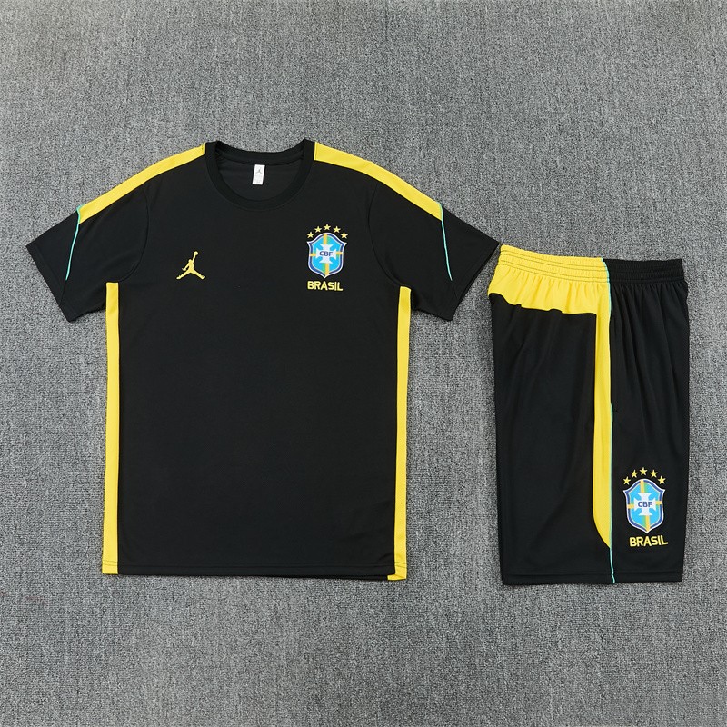 2026 Brazil Black & Yellow Short Sleeve+Soccer Shorts