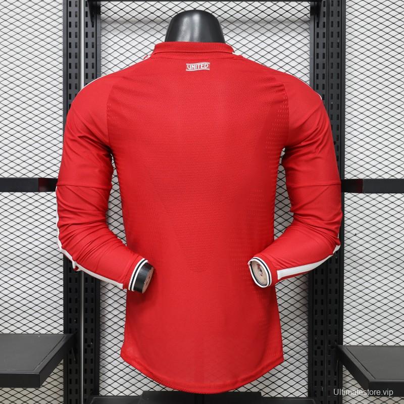 Player Version 26/27 Manchester United Red Polo Collar  Long Sleeve Jersey