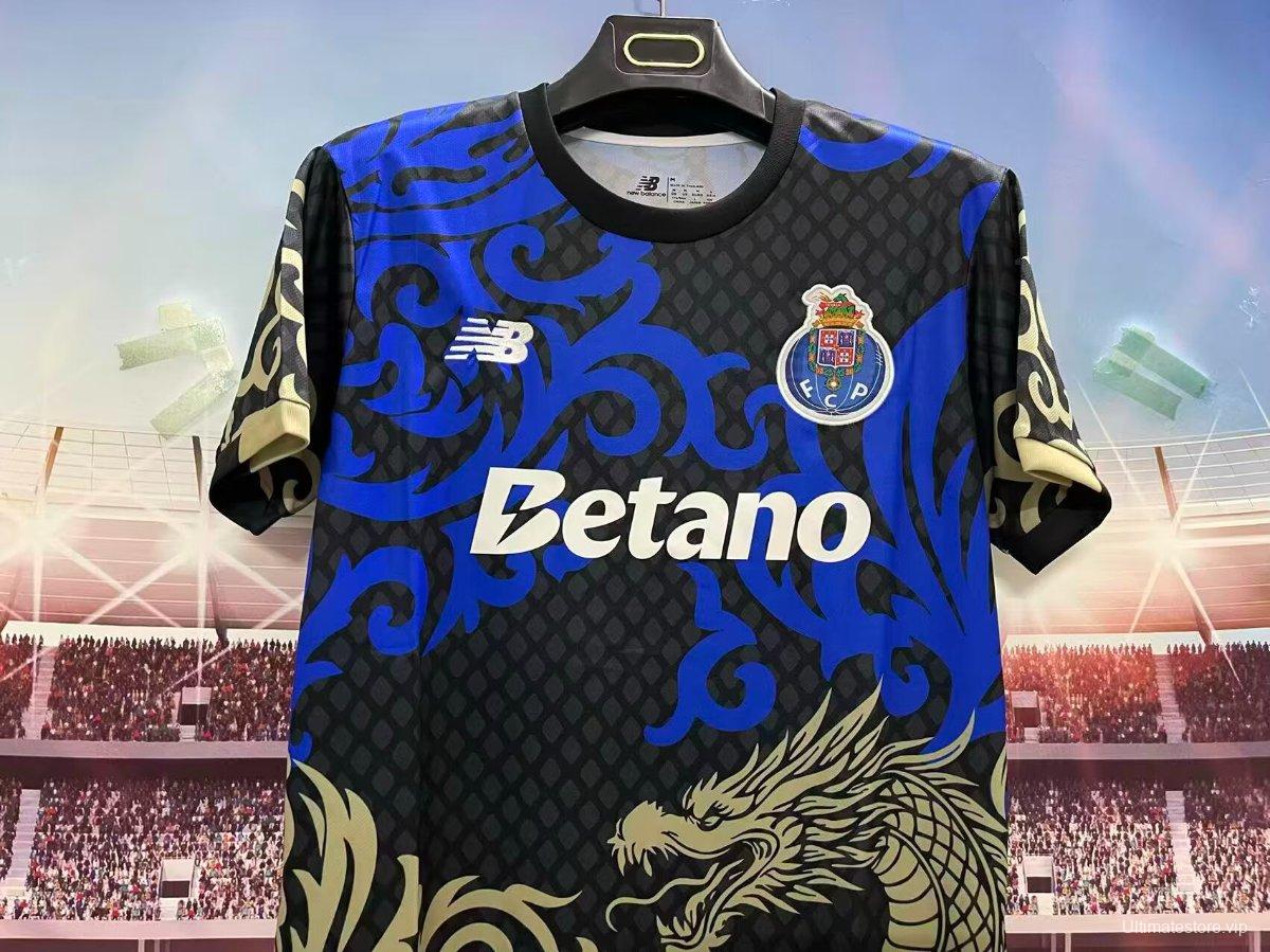 25/26 FC Porto Black with Blue Dragon and Gold Pattern Jersey