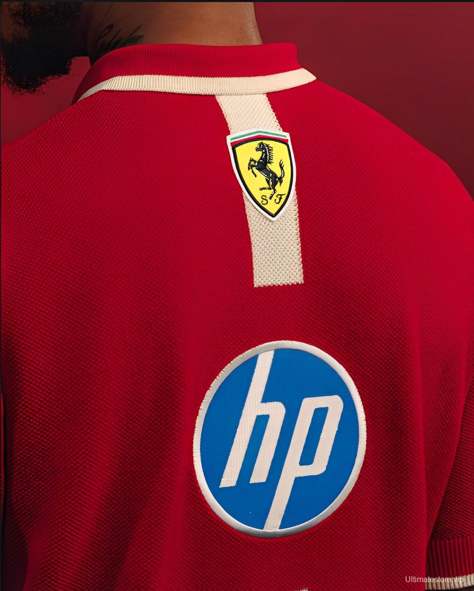 2025 F1 Scuderia Ferrari F1 Team Red with White Trim Polo Shirt