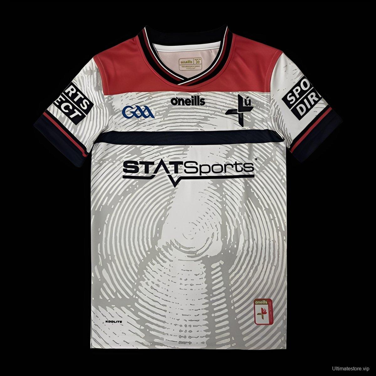 25/26 Kids Kildare GAA White with Red Shoulders and Circular Pattern Jersey