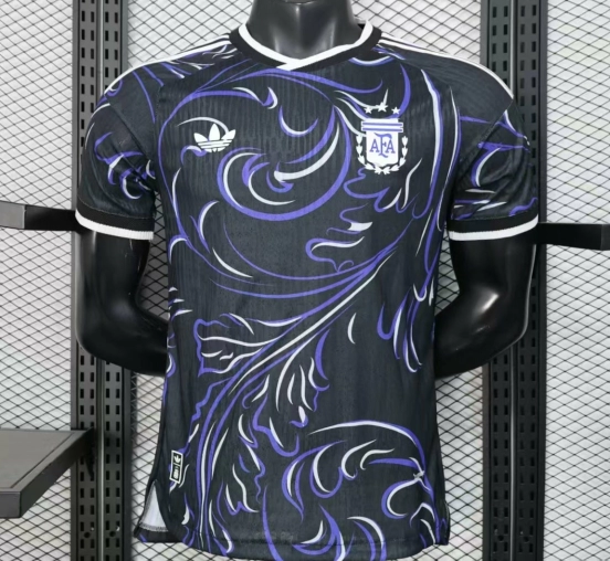 Player Version 2026 Argentina Third Black with Artistic Swirl Pattern Jersey