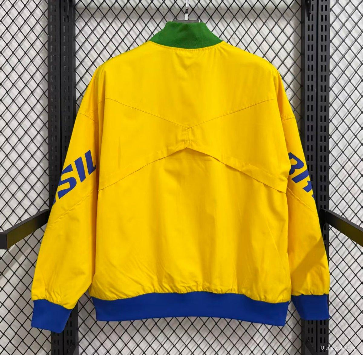 26/26 Brazil Yellow Full Zipper Windbreaker