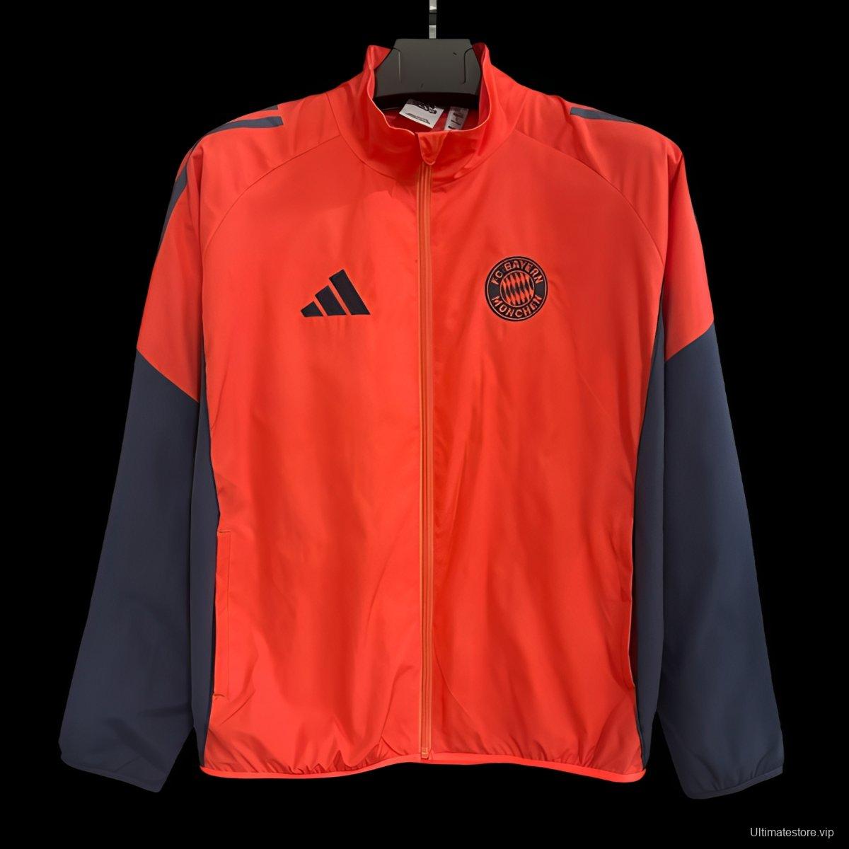 25/26 Bayern Munich Orange Full Zipper Windbreaker