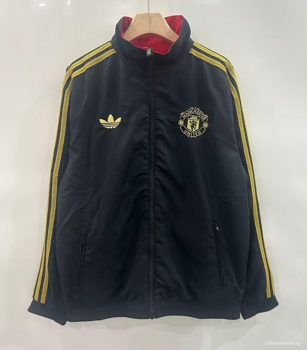 25/26 Manchester United Red/Black Reversible Full Zipper Windbreaker
