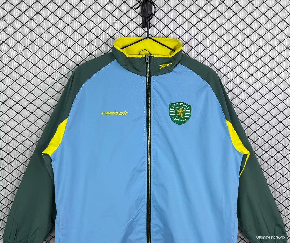 Retro 02/03 Sporting Lisbon Green Full Zipper Windbreaker