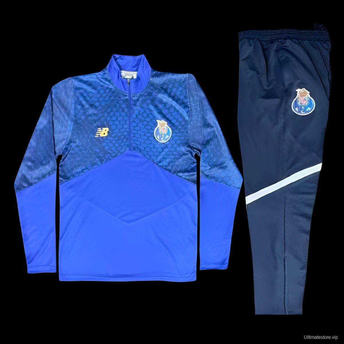 25/26 Porto Royal Blue / Electric Blue Half Zipper Tracksuit+Long Pants