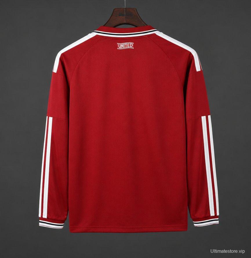 26/27 Manchester United Red with White Stripes Long Sleeve Home Jersey