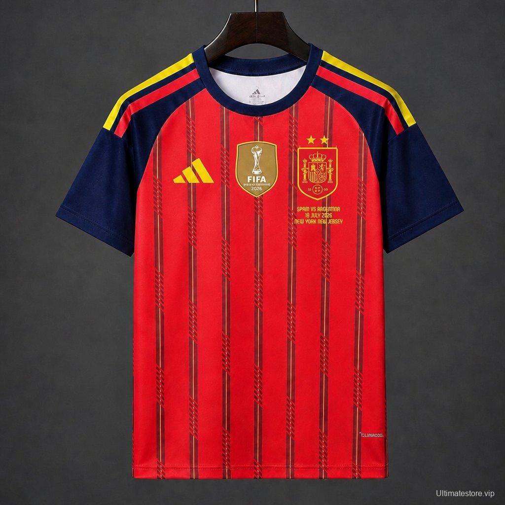 2 Star 2026 Spain Home Jersey With Champion Patch